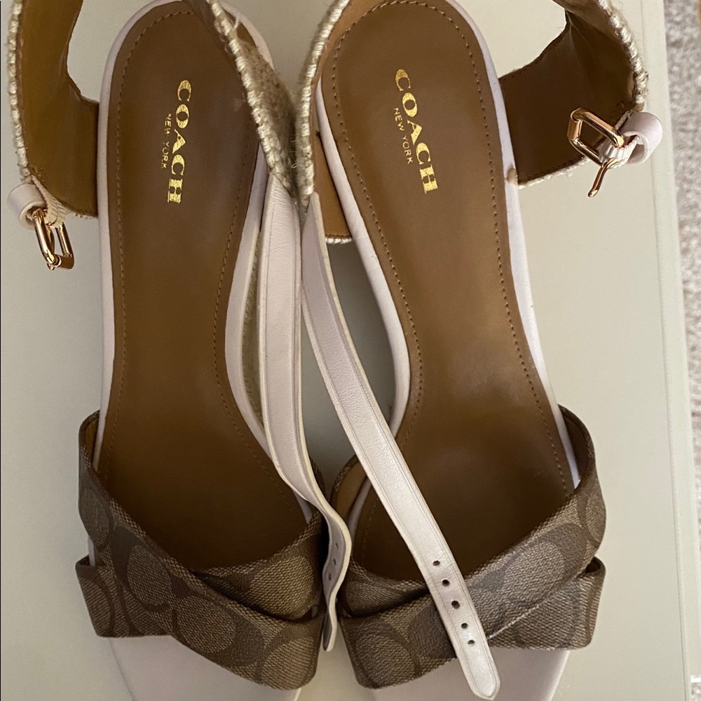 New Coach Logo Espadrille open toe wedge size 11